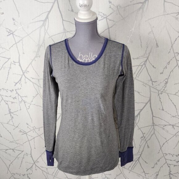 Lululemon Gray & Cadet Blue Pima Cotton Reversible Round Neck Top - Picture 1 of 4